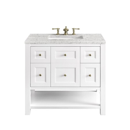 James Martin Vanities Breckenridge 36in Single Vanity, Bright White w/ 3 CM Eternal Jasmine Pearl Top 330-V36-BW-3EJP
